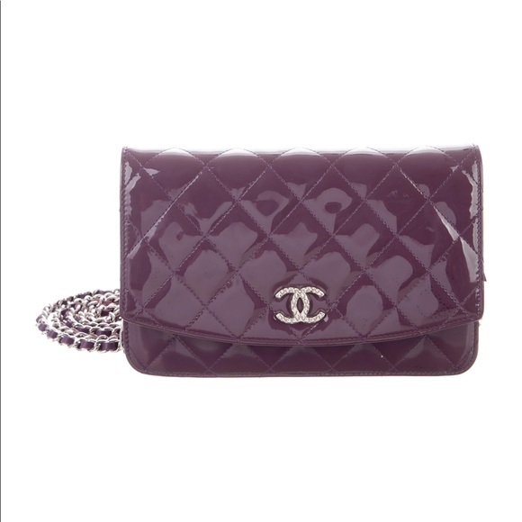 CHANEL Handbags - Chanel wallet on a chain purple patent
